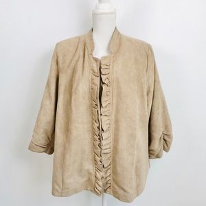 DRESSBARN Suede Look Ruffled Casual Blazer
